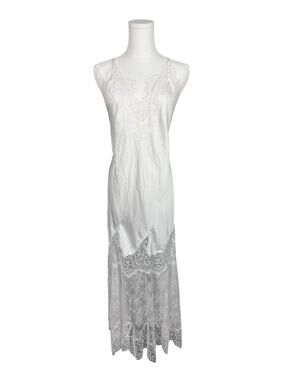 Victoria's Secret Bridal Honeymoon White Lace Satin Maxi Slip Dress L